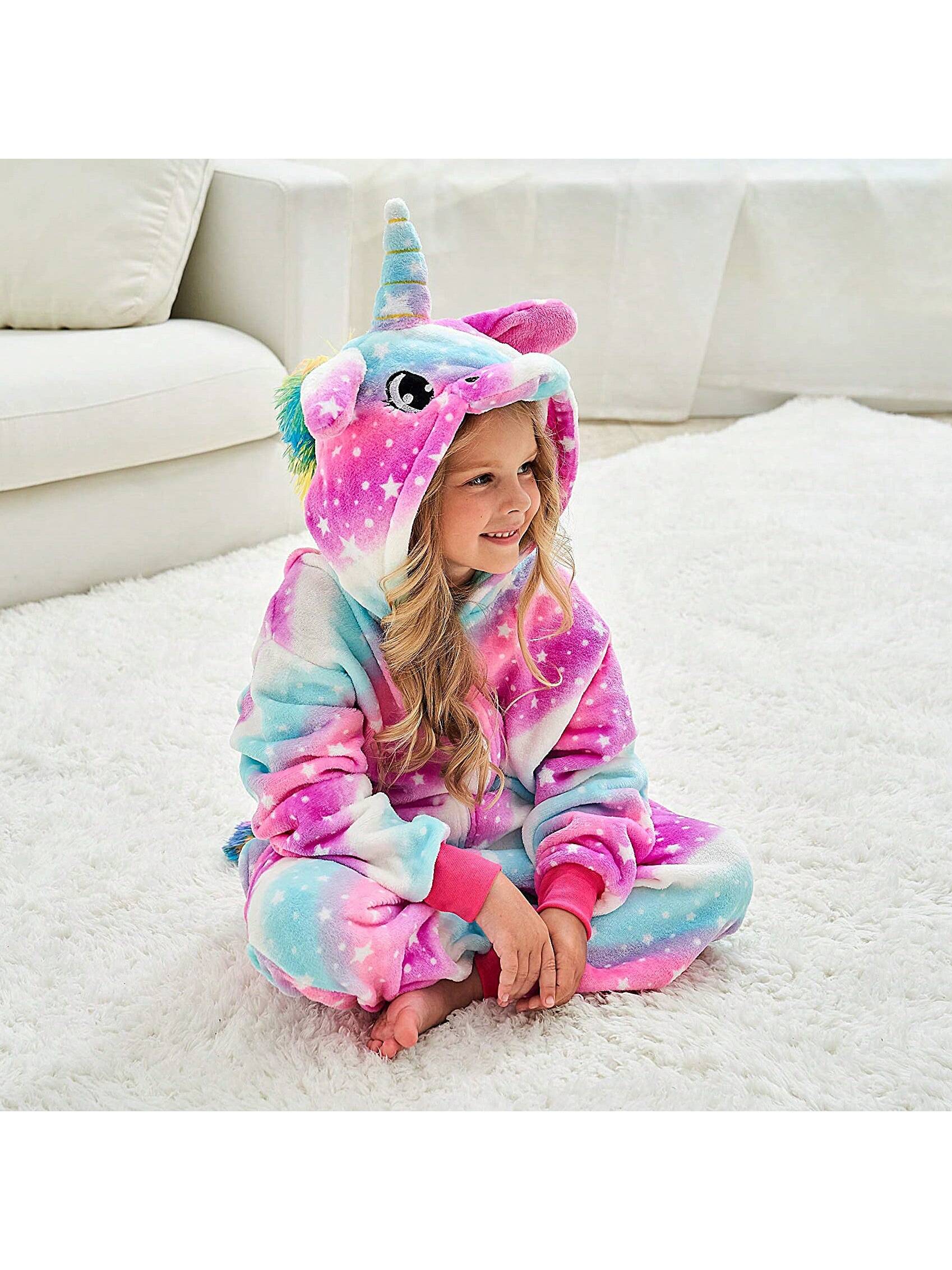 Pijama Infantil Menina: Unicórnio Kigurumi Rosa Estrelado
