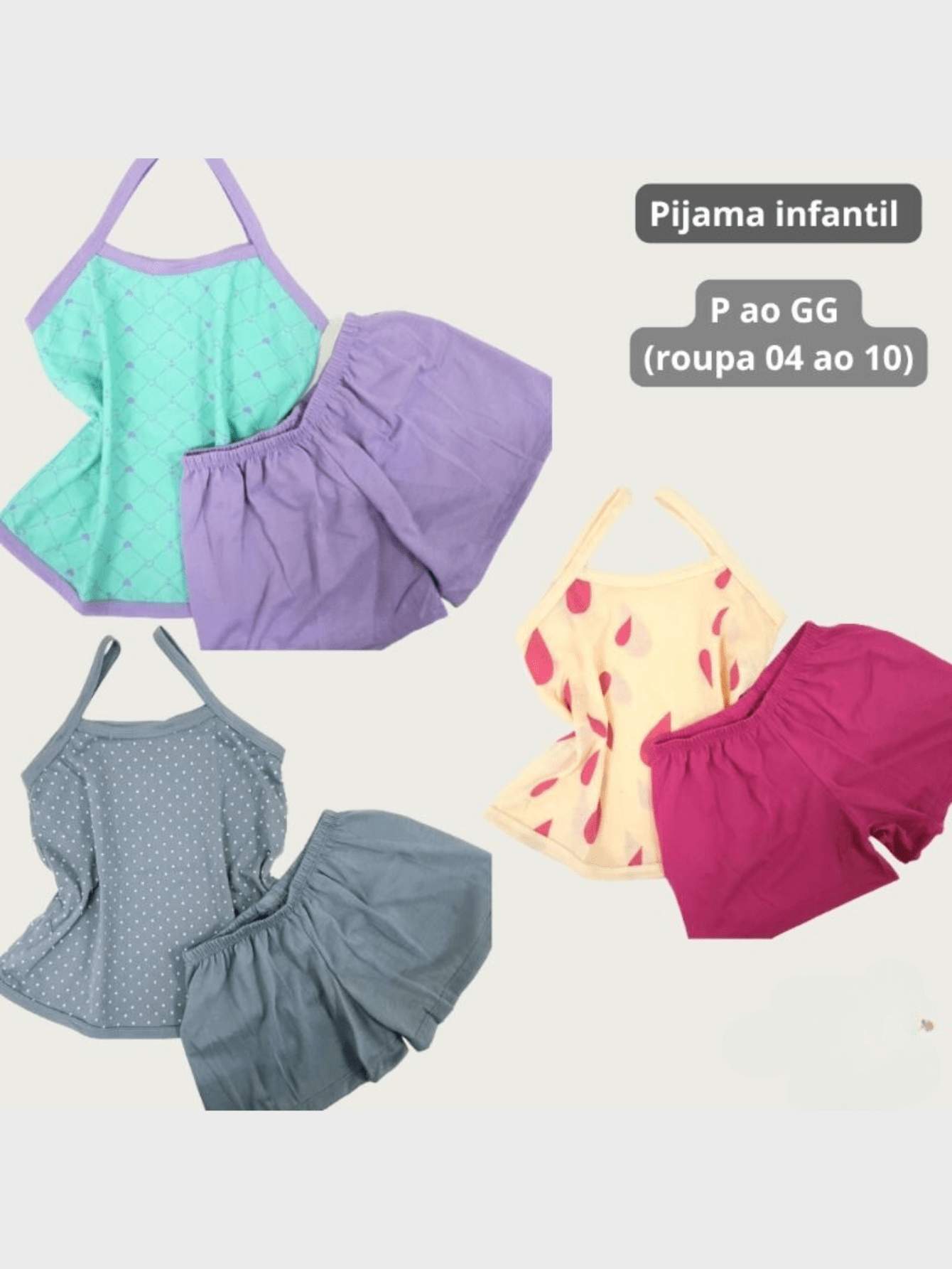 Kit 05 Pijamas De Meninas (10 peças) - Baby Doll De Criança