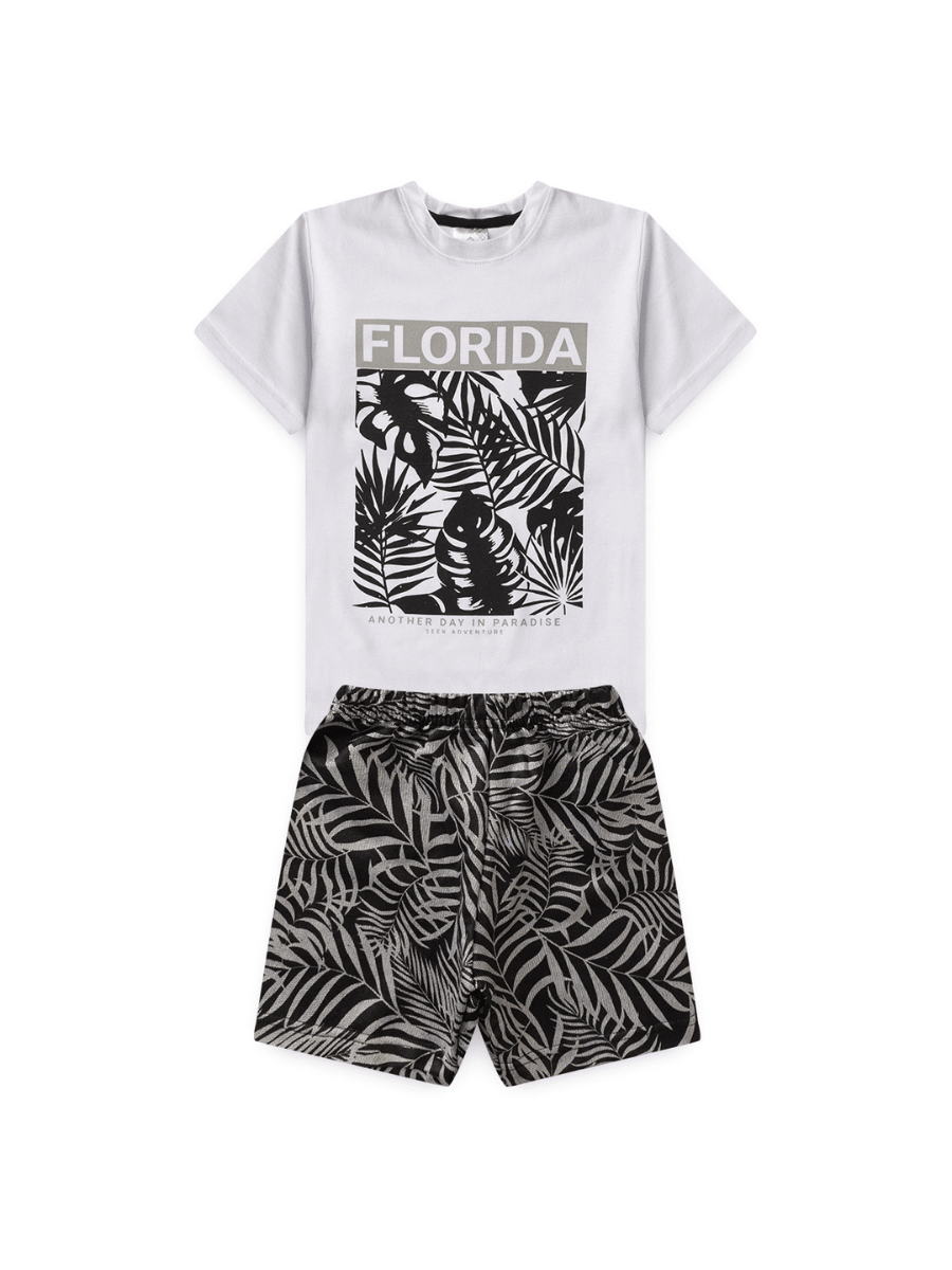 Kit com 4 Peças de Roupas Infantil Menino 2 Camisetas + 2 Bermudas - Promoção - Kit 2 Conjuntos Menino