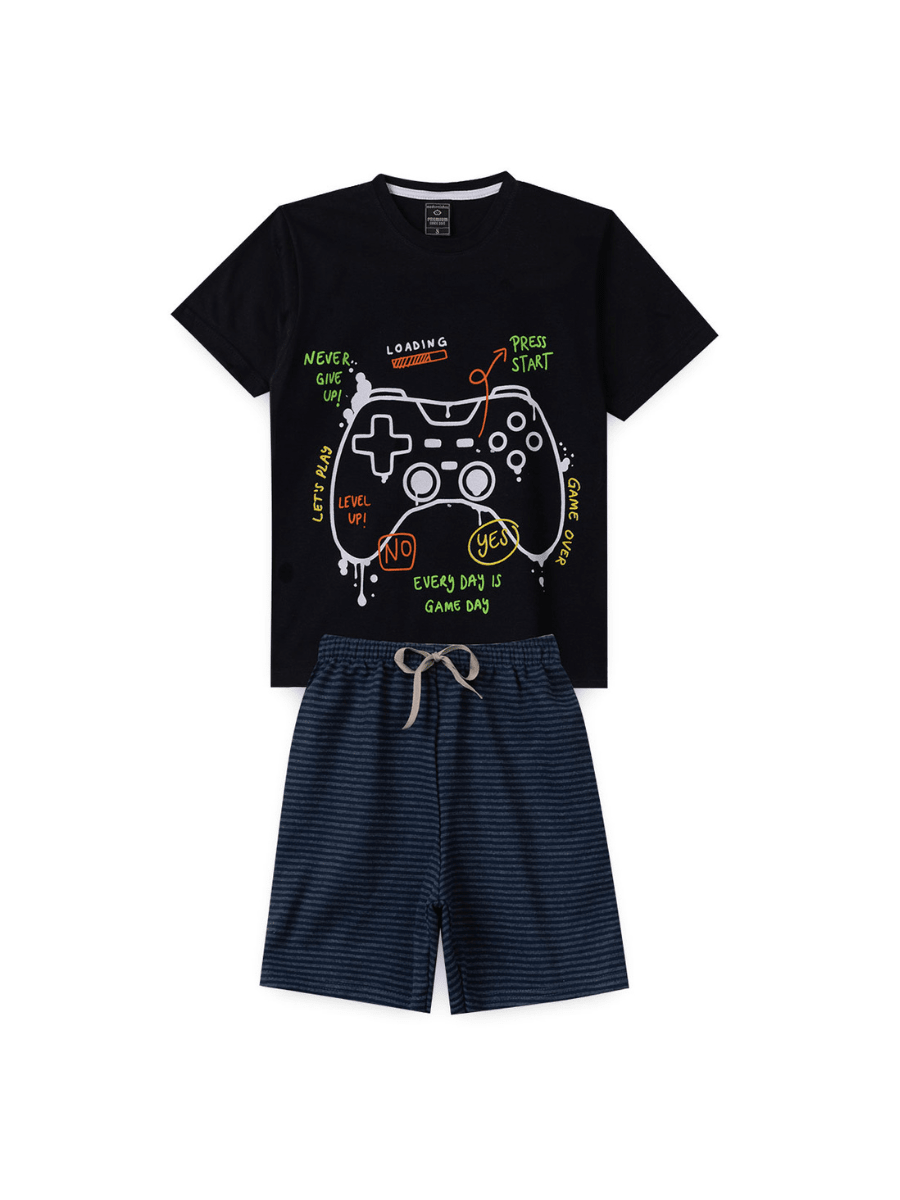 Kit com 4 Peças de Roupas Infantil Menino 2 Camisetas + 2 Bermudas - Promoção - Kit 2 Conjuntos Menino