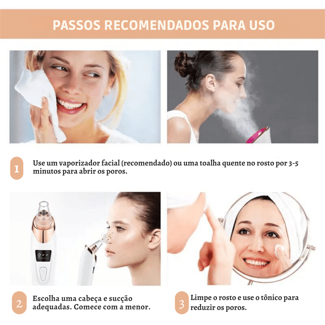 Removedor de Cravos a Vácuo com Sucção | USB Recarregável - GoMammy