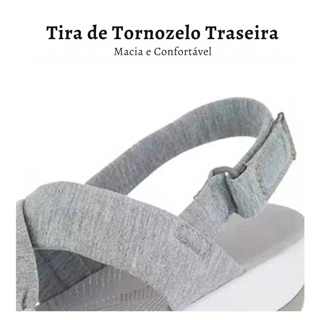 Sandália Arla | Alça no Tornozelo e Fechamento em Velcro | Plataforma Leve